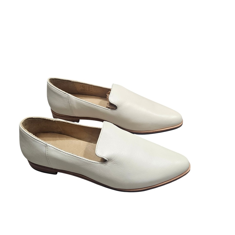 Patina Loafers 9.5 Cream Leather Pointed Toe Slip On Minimalist Old Money Preppy